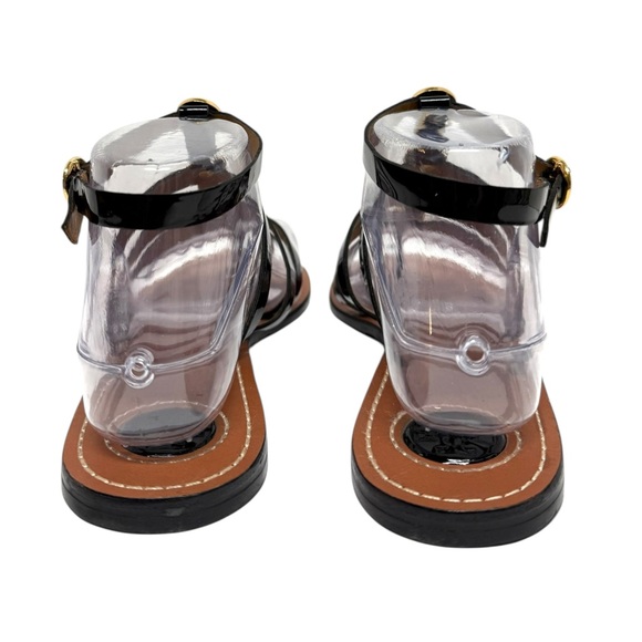 Tory Burch Alexis Women’s Patent Black & Gold Sandals Size-7 EUC - Picture 6 of 11